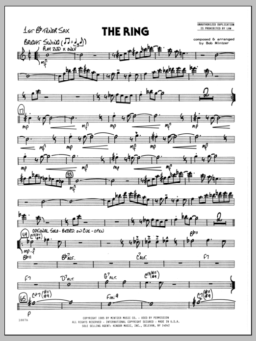 Download Bob Mintzer The Ring - 1st Bb Tenor Saxophone Sheet Music