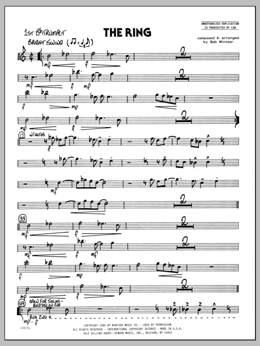 Download Bob Mintzer The Ring - 1st Bb Trumpet Sheet Music