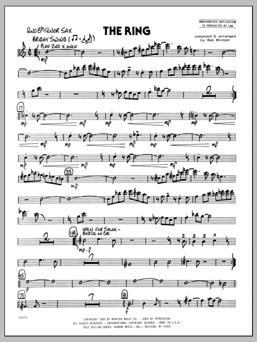 Download Bob Mintzer The Ring - 2nd Bb Tenor Saxophone Sheet Music