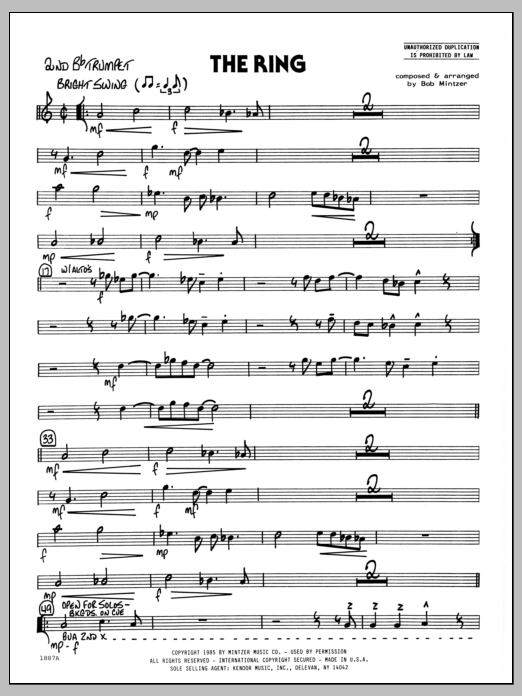 Download Bob Mintzer The Ring - 2nd Bb Trumpet Sheet Music
