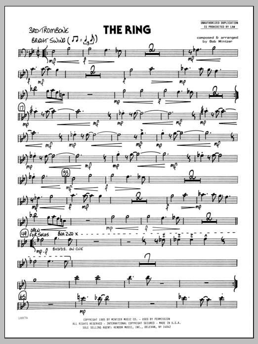 Download Bob Mintzer The Ring - 3rd Trombone Sheet Music