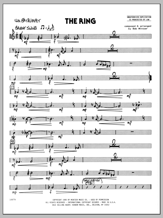 Download Bob Mintzer The Ring - 4th Bb Trumpet Sheet Music