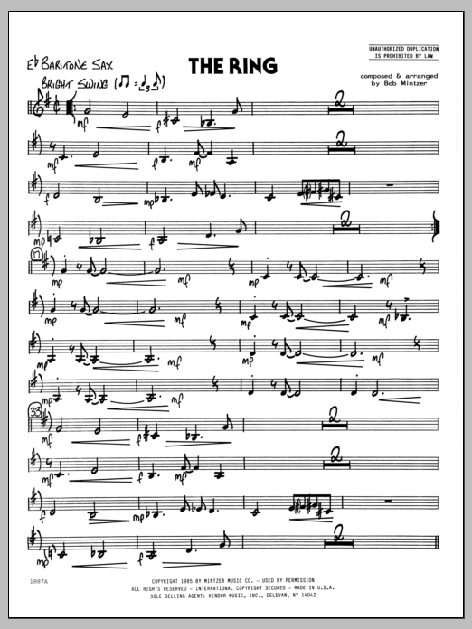 Download Bob Mintzer The Ring - Eb Baritone Sax Sheet Music
