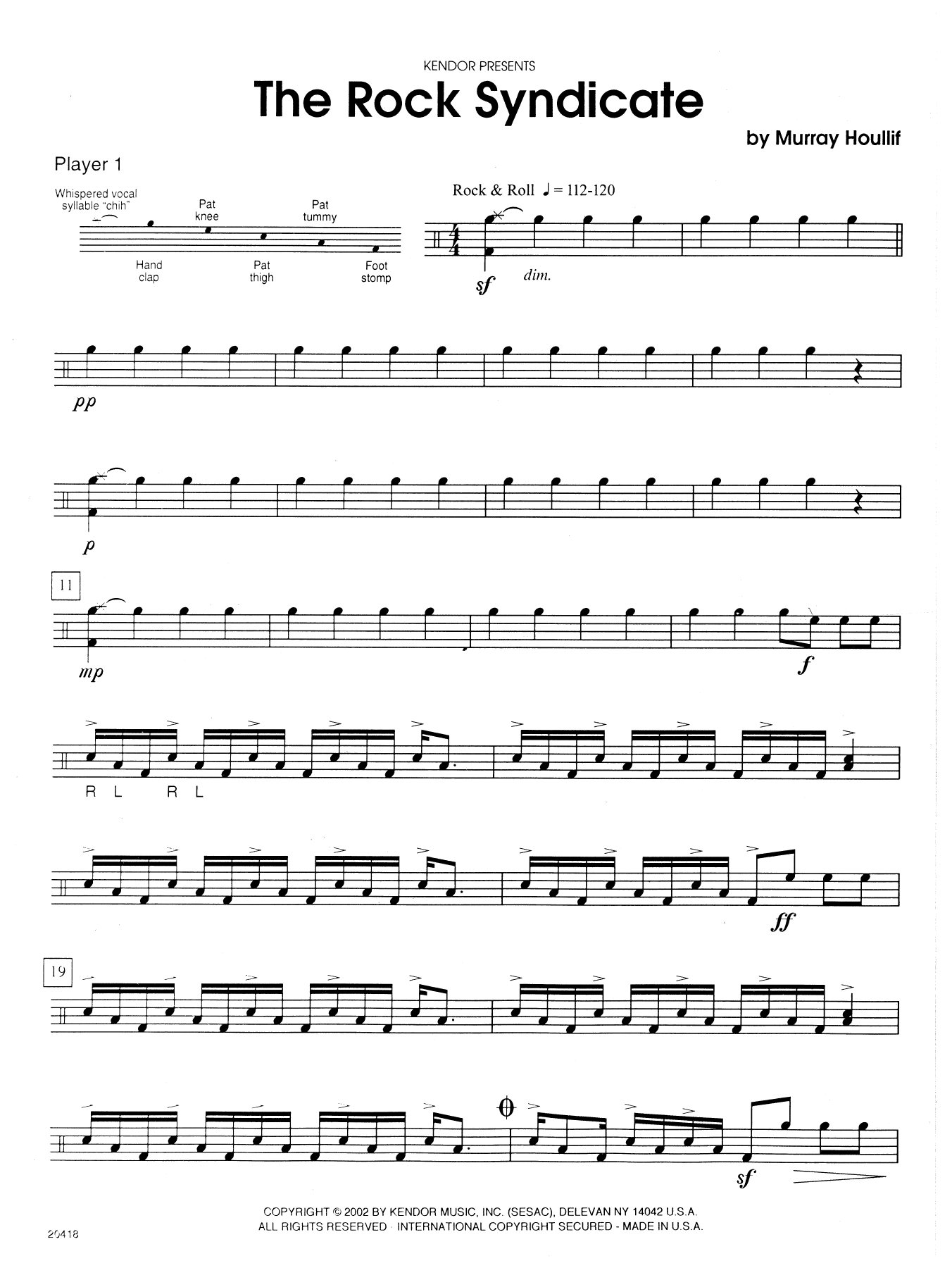 Download Murray Houllif The Rock Syndicate - Percussion 1 Sheet Music