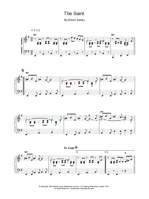 Edwin Astley The Saint sheet music notes printable PDF score