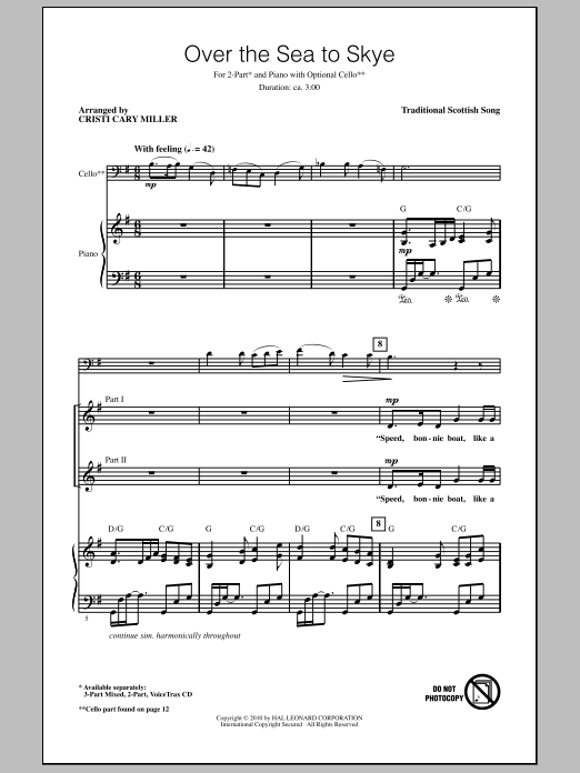 Download Cristi Cary Miller The Skye Boat Song Sheet Music