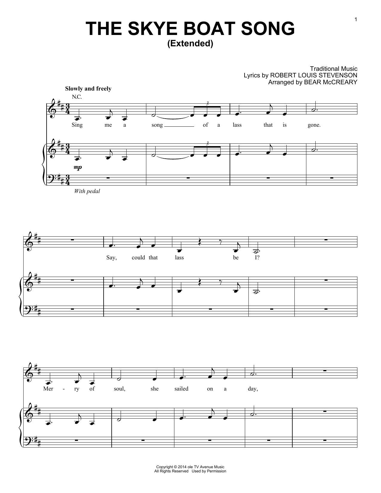 Download Bear McCreary The Skye Boat Song (Extended) (from Out Sheet Music