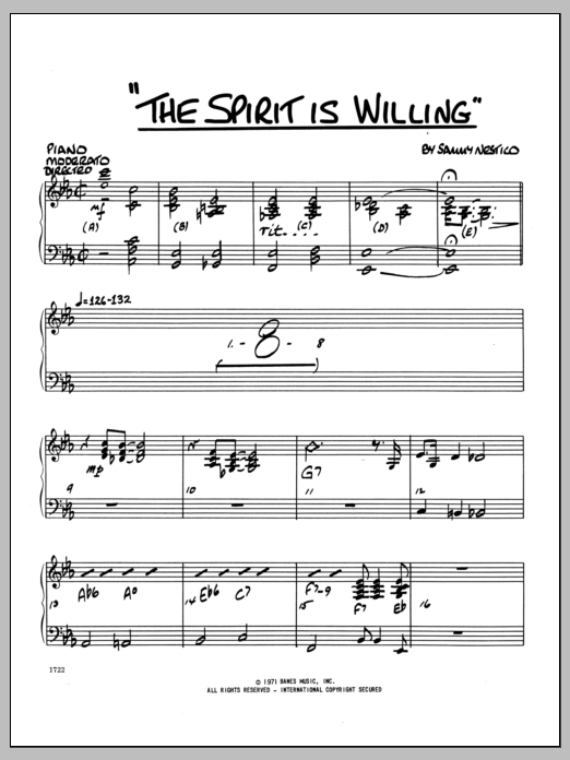 Download Sammy Nestico The Spirit Is Willing - Piano Sheet Music
