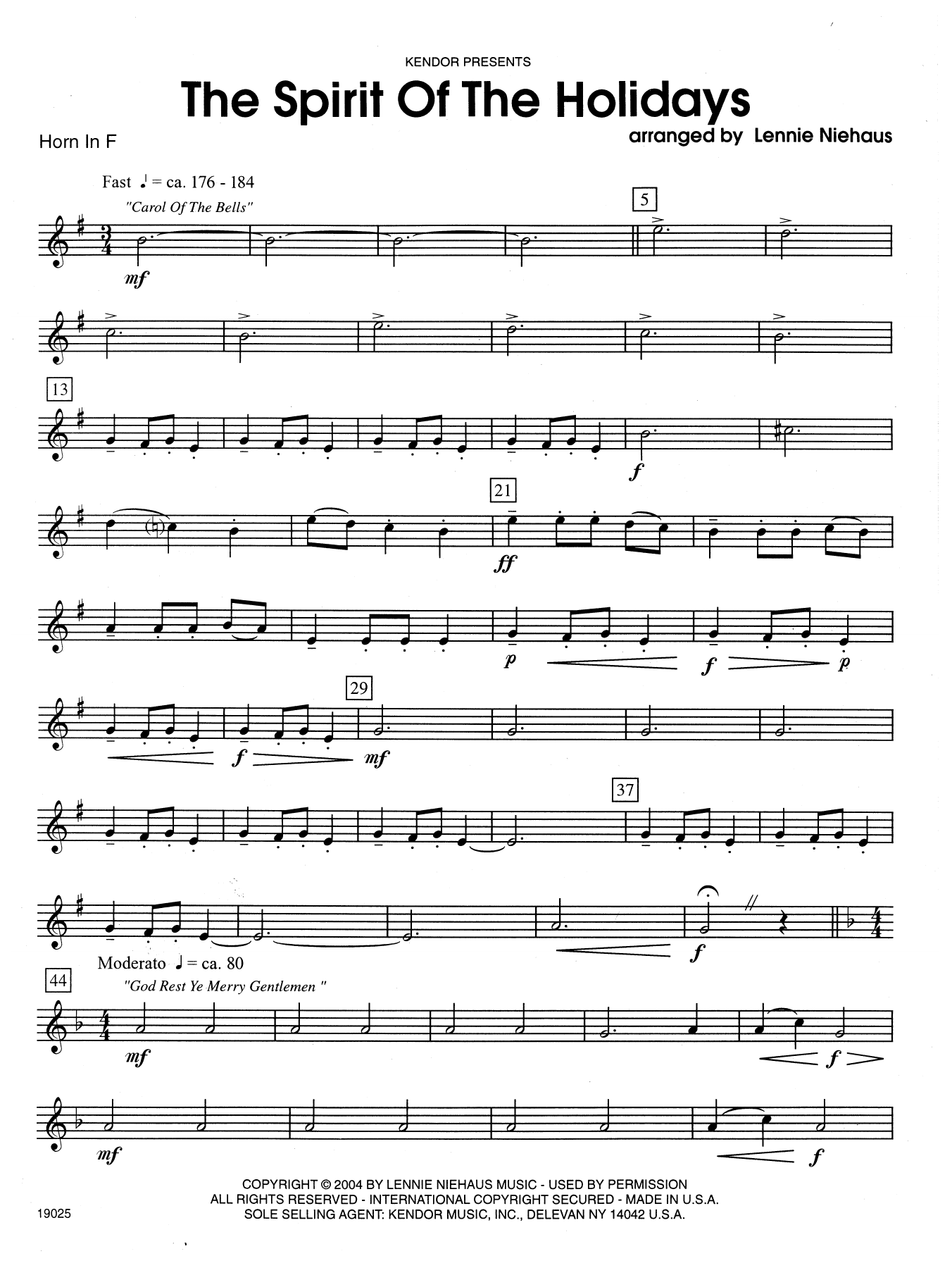 Download Lennie Niehaus The Spirit Of The Holidays - Horn in F Sheet Music