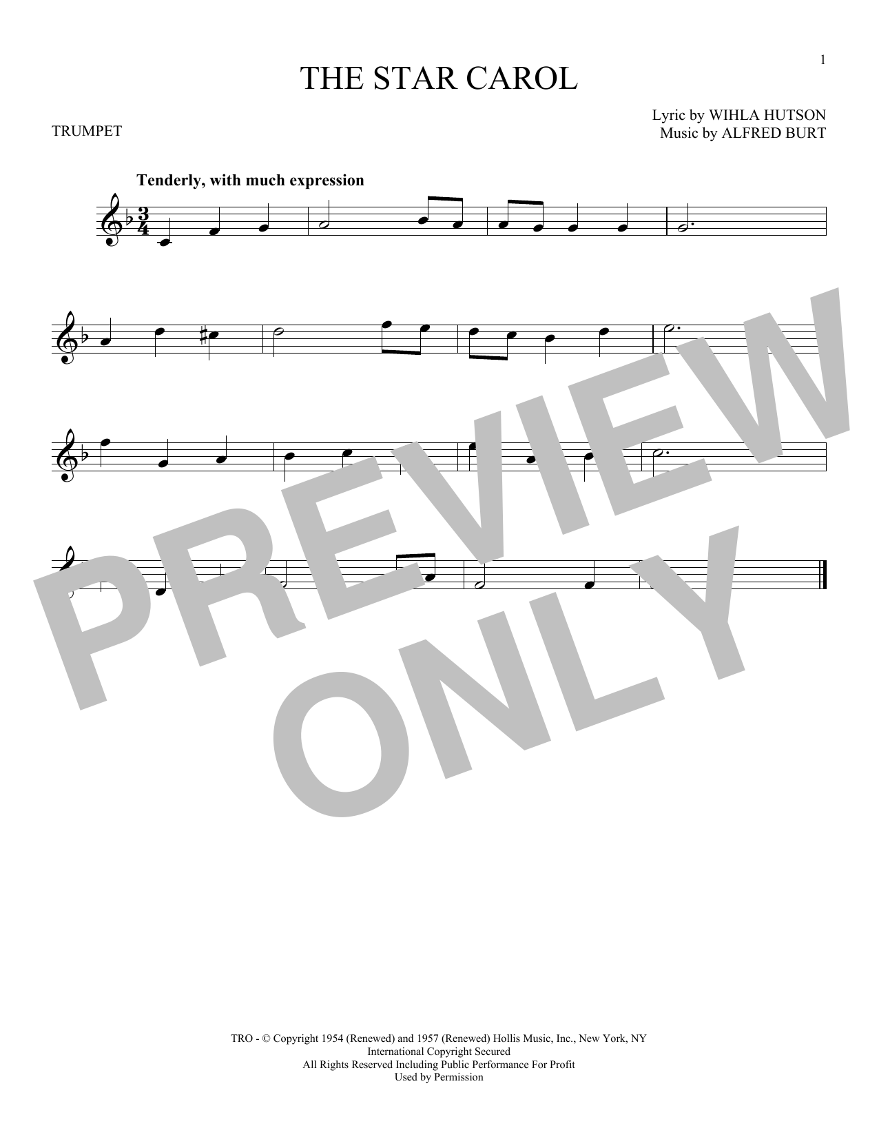 Alfred Burt The Star Carol sheet music notes printable PDF score