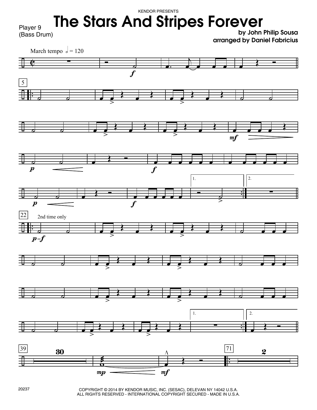 Download Daniel Fabricious The Stars And Stripes Forever - Percuss Sheet Music