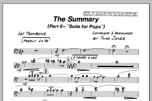 Download Thad Jones The Summary - 1st Trombone Sheet Music