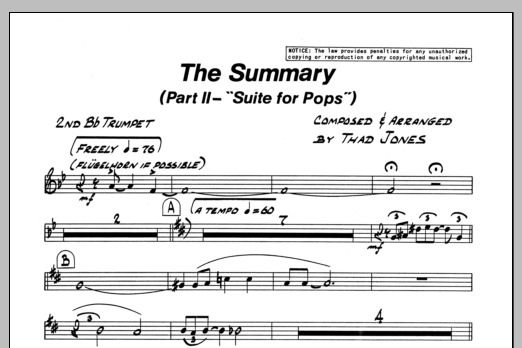 Download Thad Jones The Summary - 2nd Bb Trumpet Sheet Music