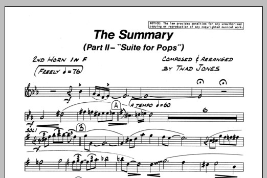 Download Thad Jones The Summary - 2nd F Horn Sheet Music