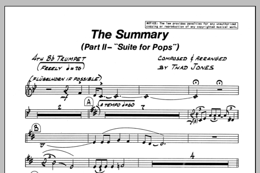 Download Thad Jones The Summary - 4th Bb Trumpet Sheet Music