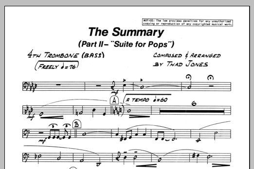 Download Thad Jones The Summary - 4th Trombone Sheet Music