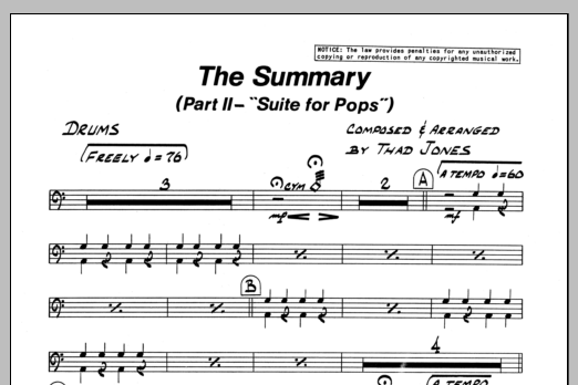 Download Thad Jones The Summary - Drums Sheet Music