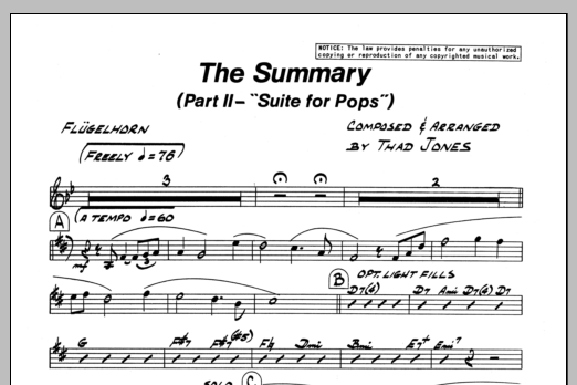 Download Thad Jones The Summary - Flugelhorn Sheet Music