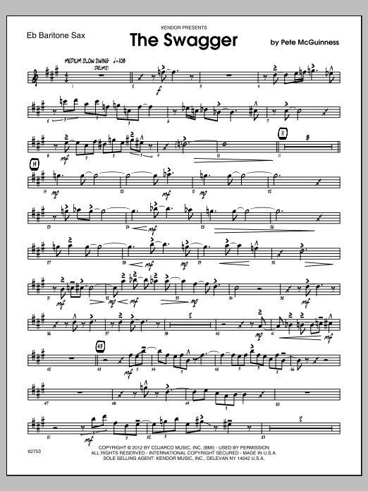 Download McGuinness The Swagger - Baritone Sax Sheet Music