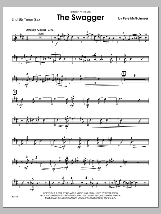 Download McGuinness The Swagger - Tenor Sax 2 Sheet Music