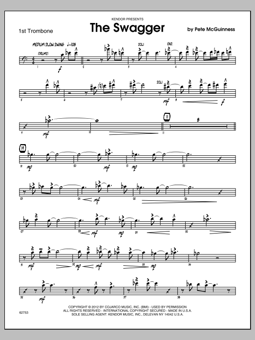 Download McGuinness The Swagger - Trombone 1 Sheet Music