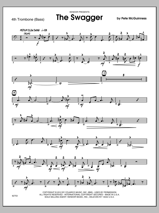 Download McGuinness The Swagger - Trombone 4 Sheet Music