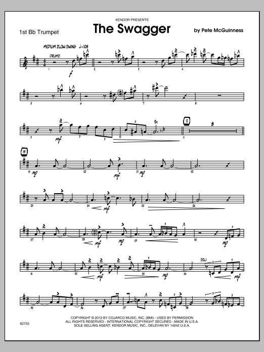 Download McGuinness The Swagger - Trumpet 1 Sheet Music