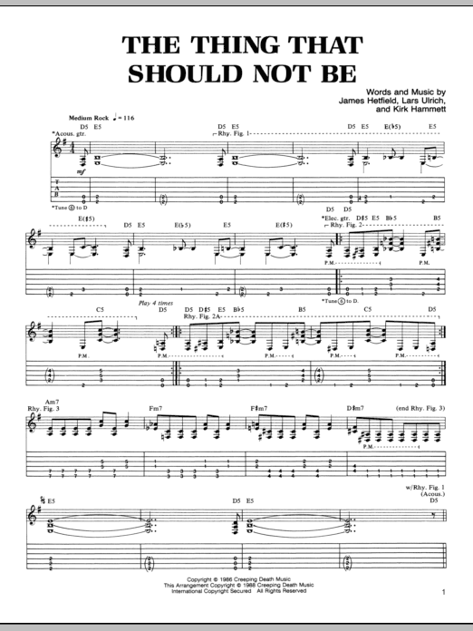 Download Metallica The Thing That Should Not Be Sheet Music