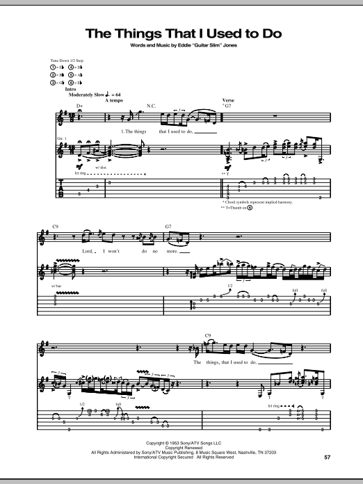 Download Stevie Ray Vaughan The Things That I Used To Do Sheet Music