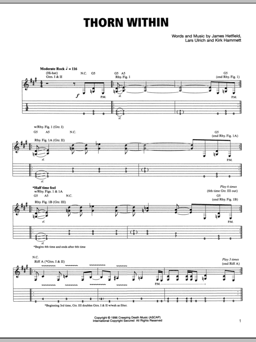 Download Metallica The Thorn Within Sheet Music