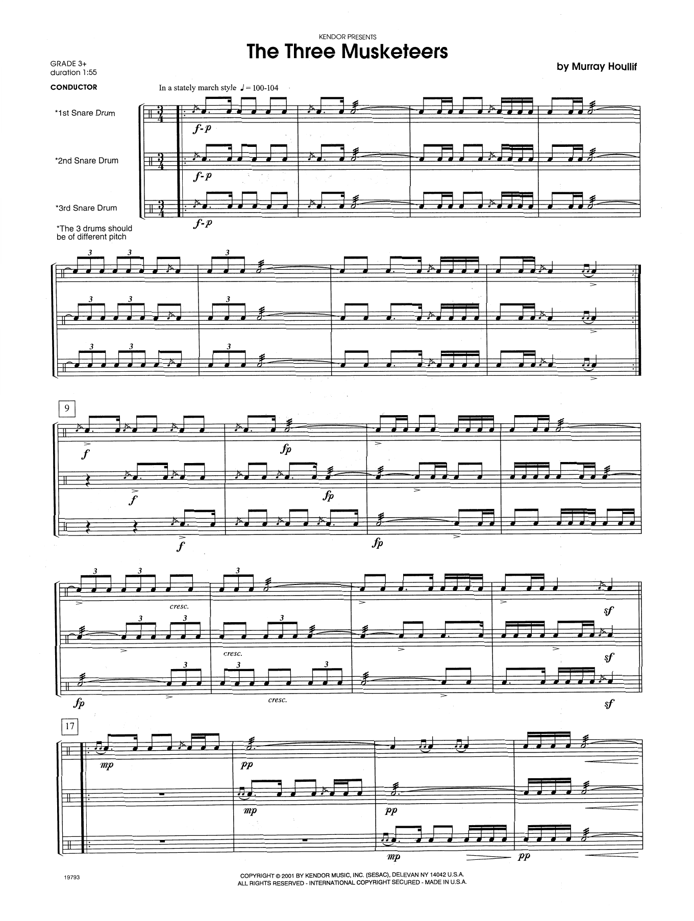 Download Murray Houllif The Three Musketeers - Full Score Sheet Music