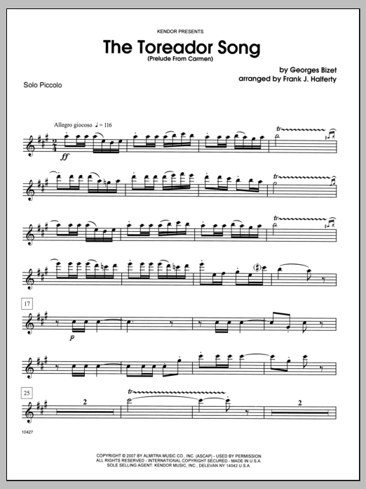 Download Halferty The Toreador Song (Prelude From Carmen) Sheet Music