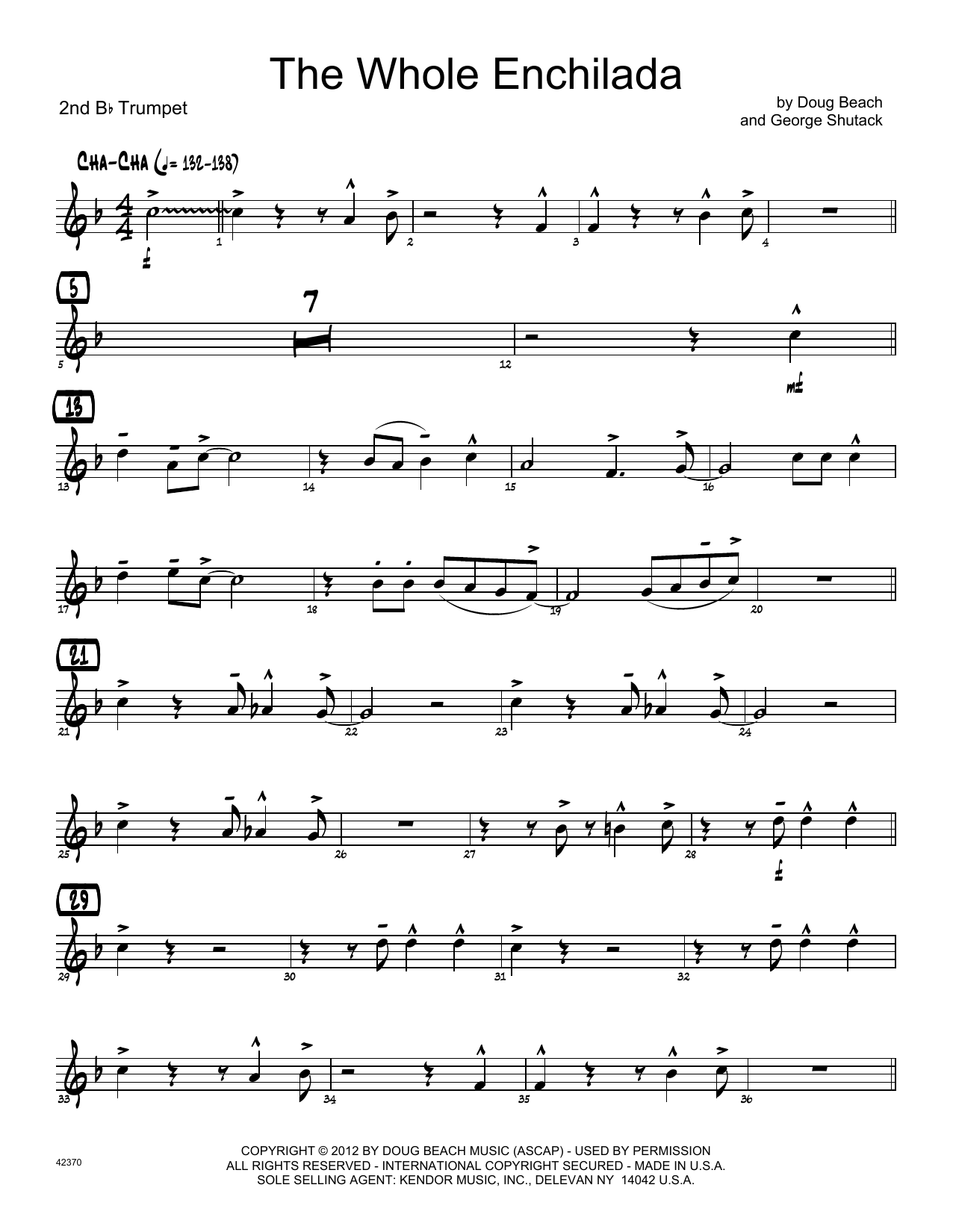 Download Doug Beach & George Shutack The Whole Enchilada - 2nd Bb Trumpet Sheet Music
