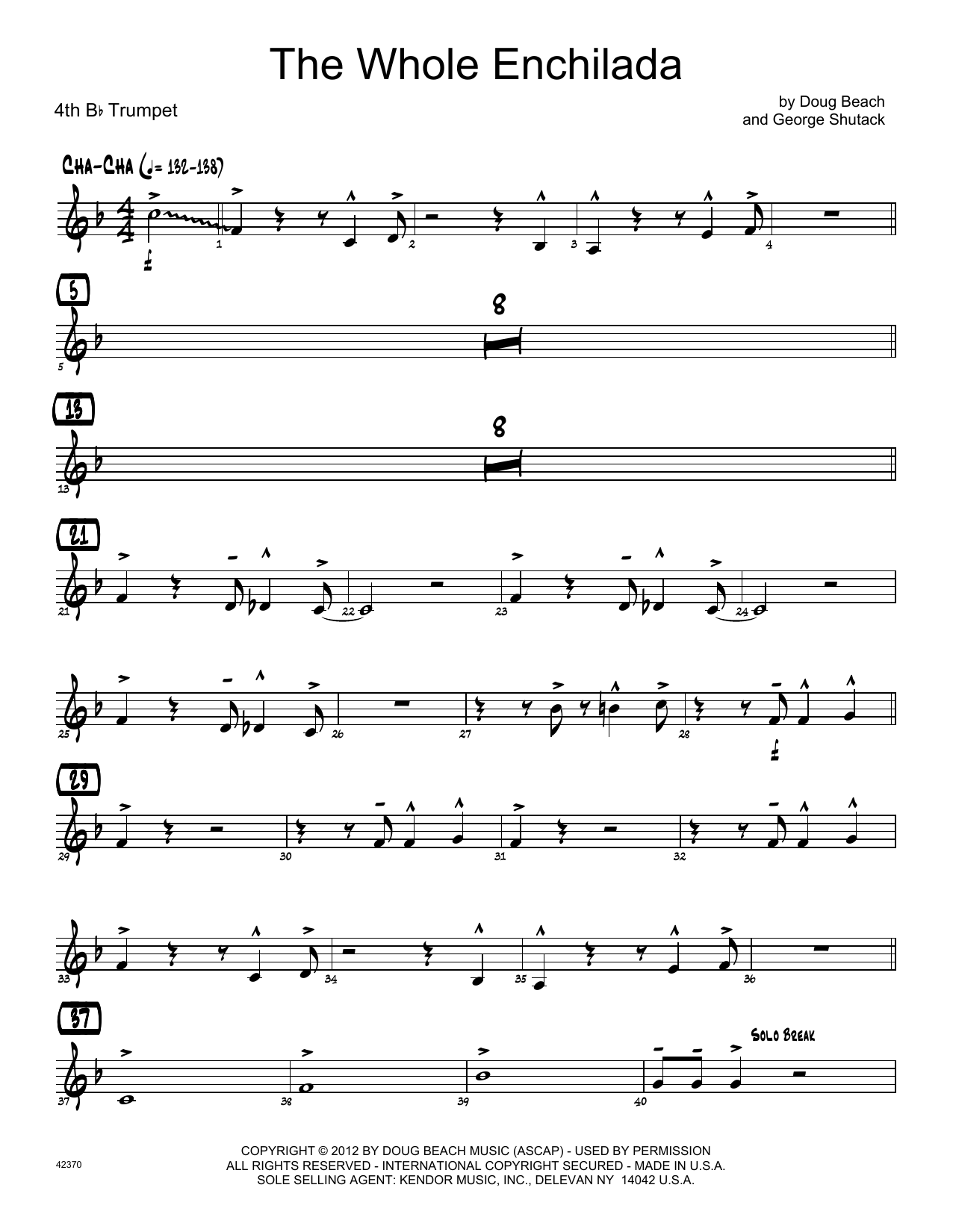 Download Doug Beach & George Shutack The Whole Enchilada - 4th Bb Trumpet Sheet Music