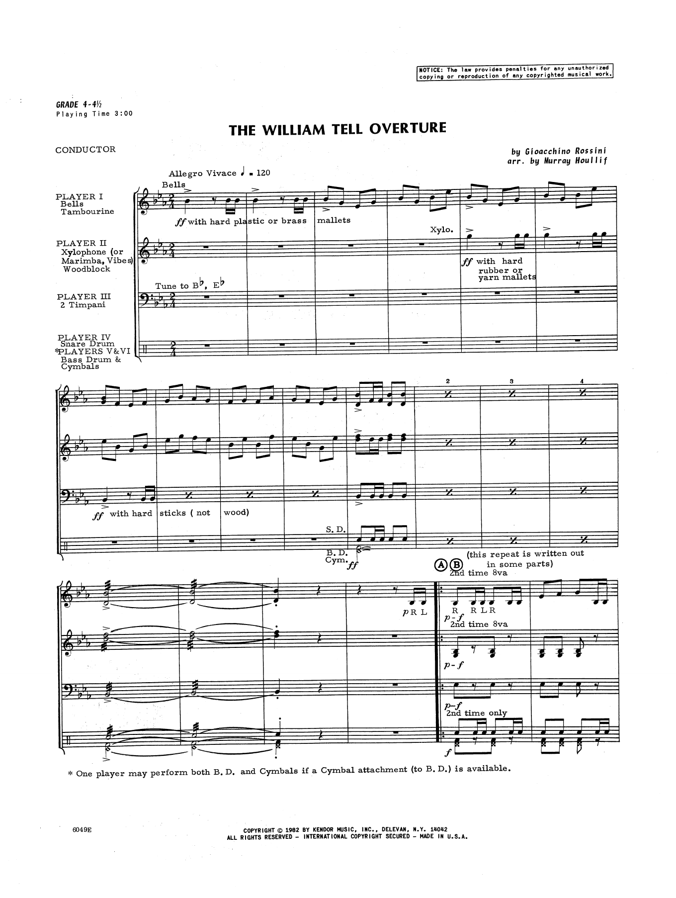 Download Murray Houllif The William Tell Overture - Full Score Sheet Music