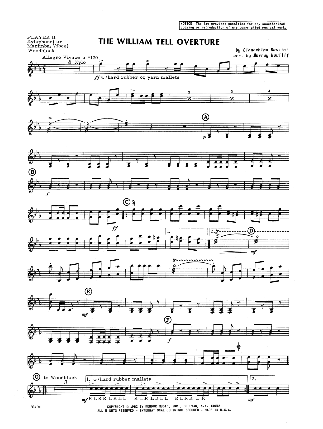 Download Murray Houllif The William Tell Overture - Percussion Sheet Music