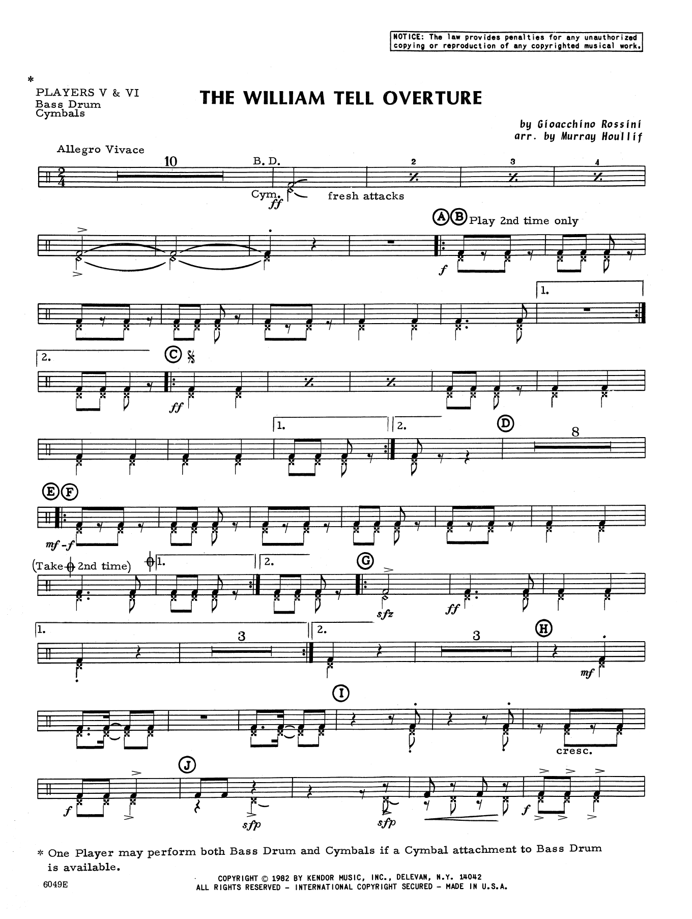 Download Murray Houllif The William Tell Overture - Percussion Sheet Music