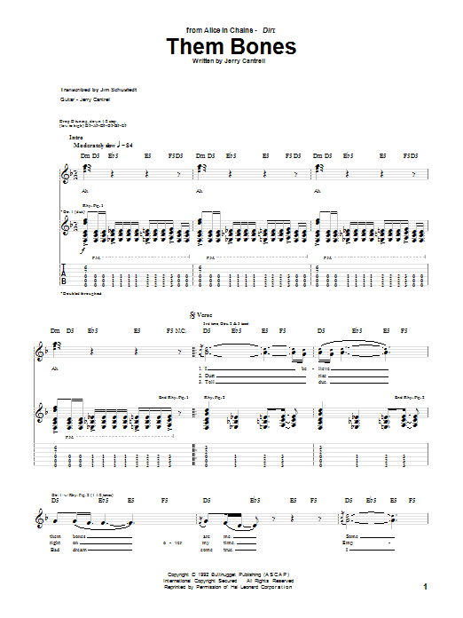 Download Alice In Chains Them Bones Sheet Music