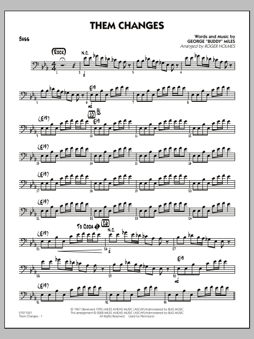 Download Roger Holmes Them Changes - Bass Sheet Music