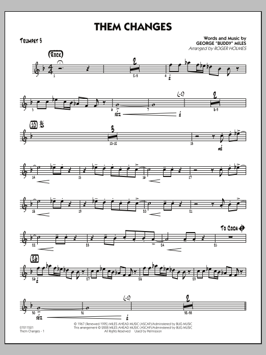 Download Roger Holmes Them Changes - Trumpet 3 Sheet Music