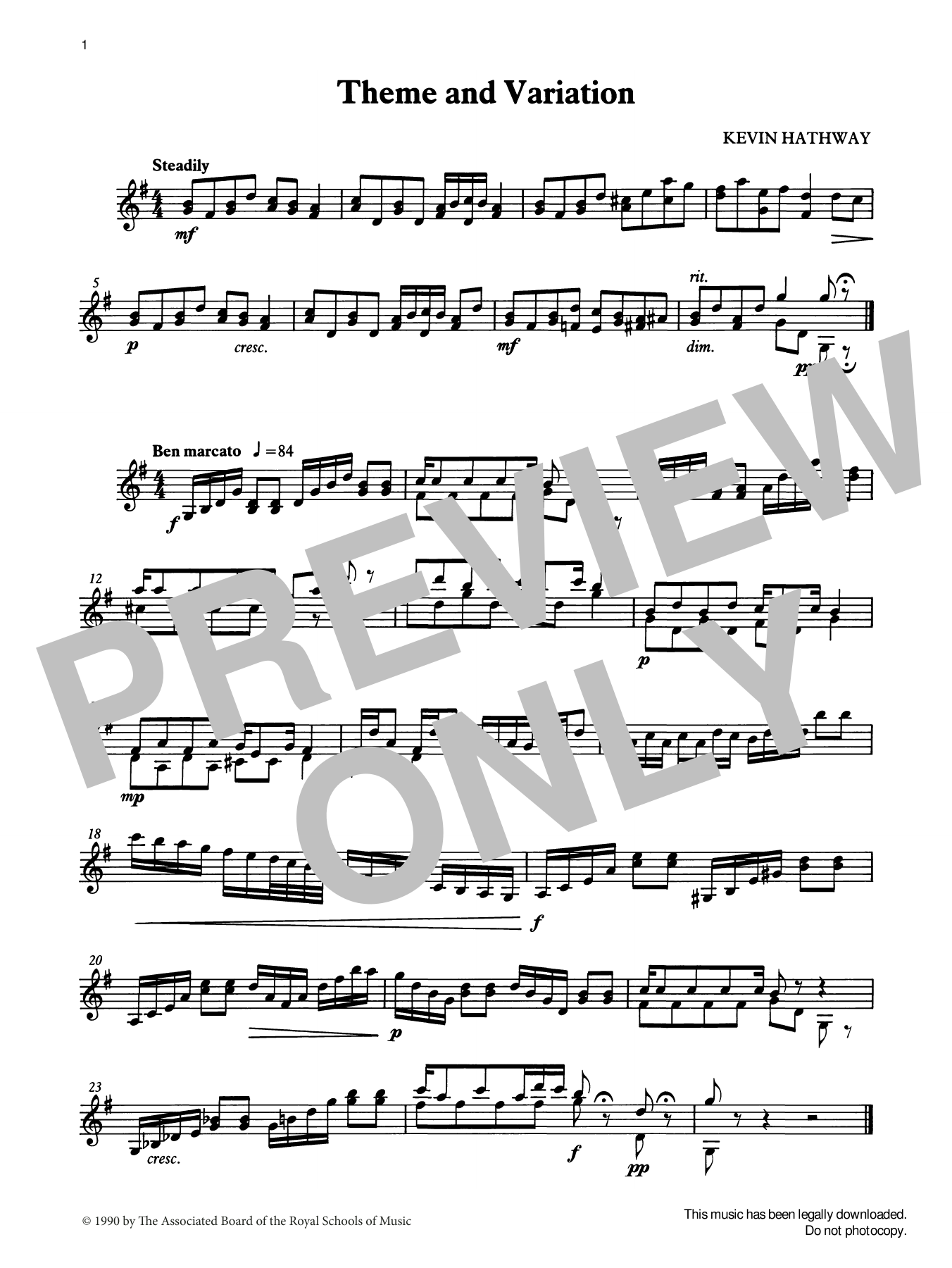 Download Ian Wright and Kevin Hathaway Theme and Variation from Graded Music f Sheet Music