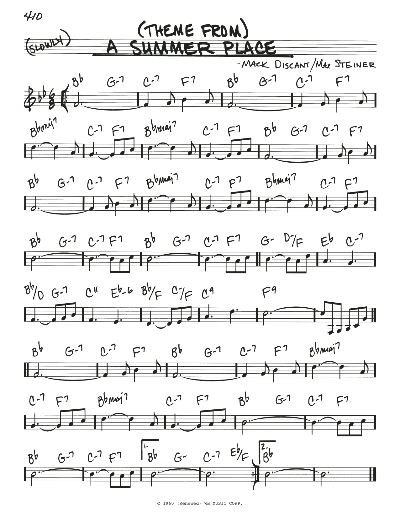Download Mack Discant (Theme From) A Summer Place Sheet Music