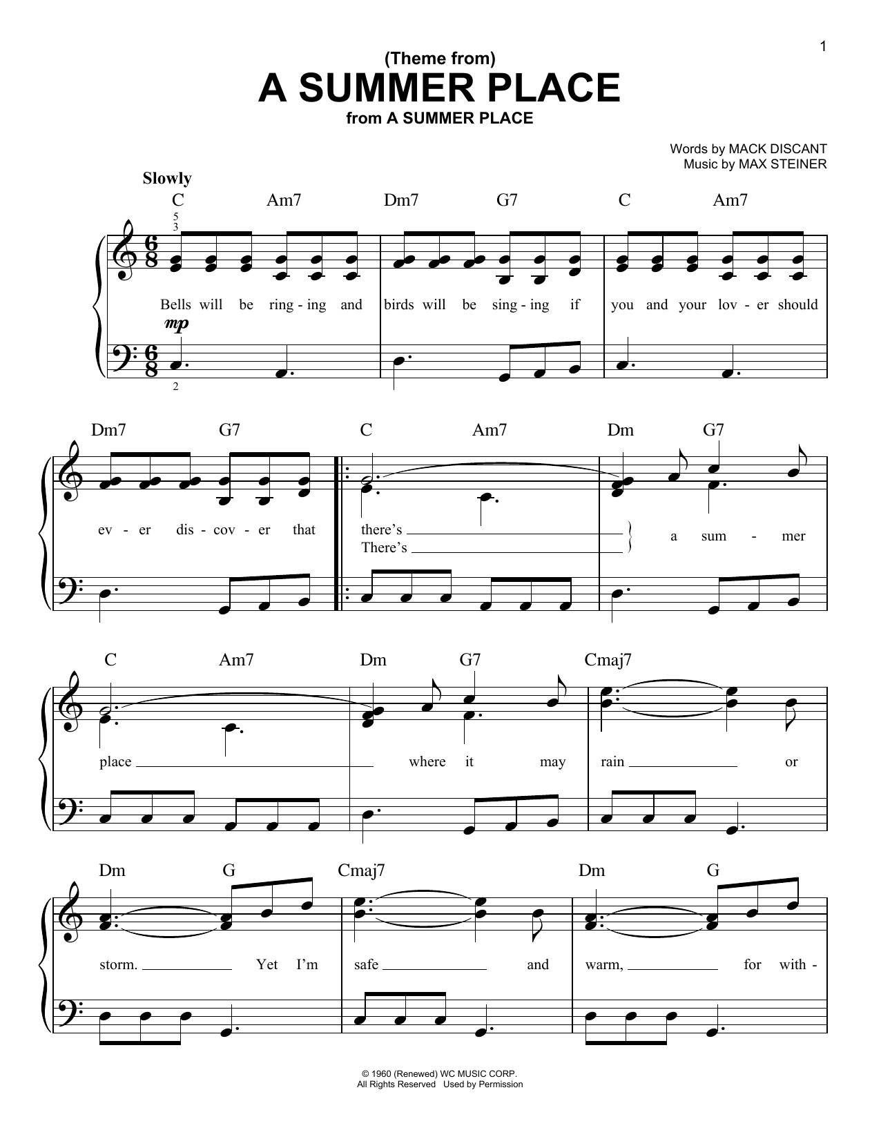 Download Max Steiner (Theme From) A Summer Place Sheet Music