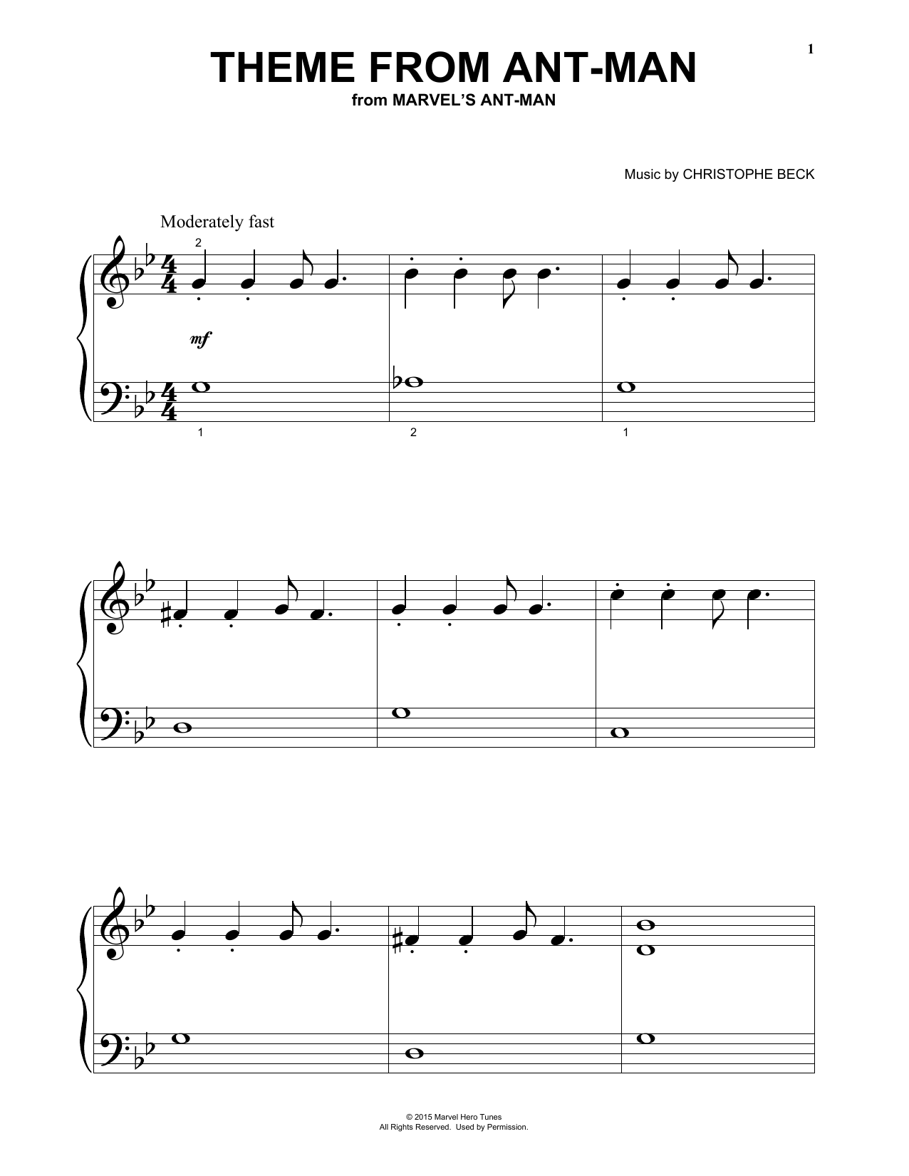 Download Christophe Beck Theme From Ant-Man Sheet Music