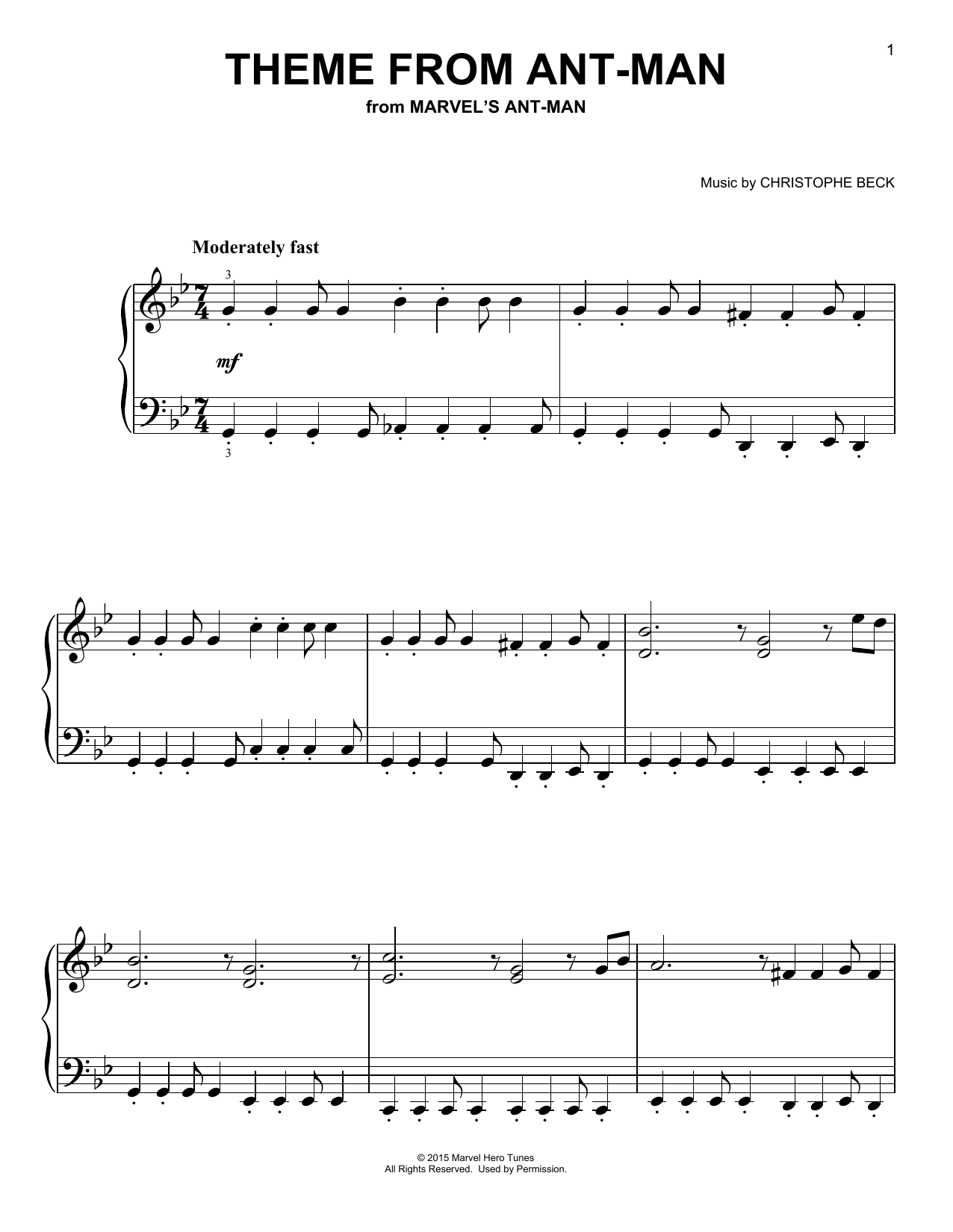 Download Christophe Beck Theme from Ant-Man Sheet Music