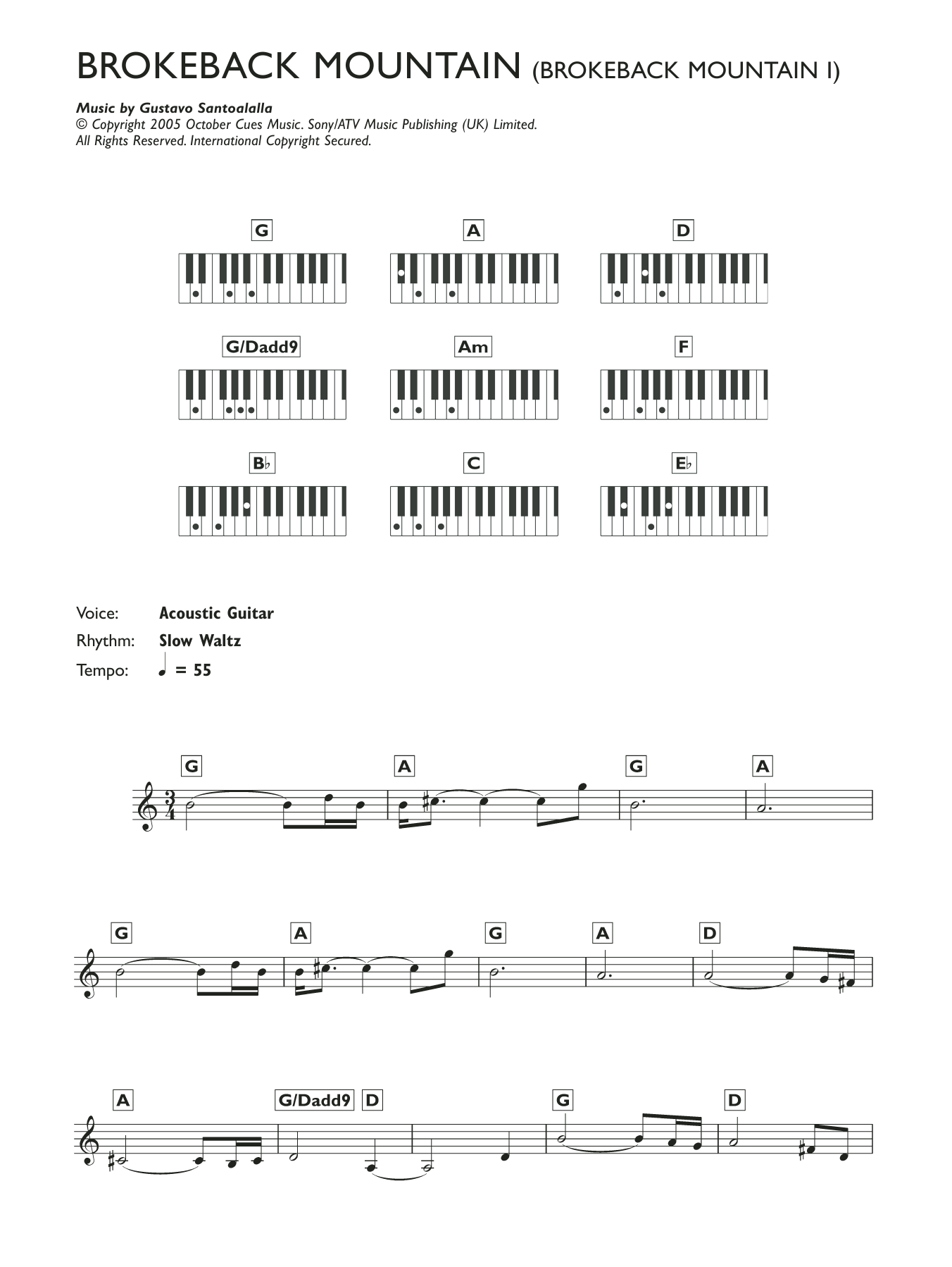 Download Gustavo Santaolalla Theme from Brokeback Mountain Sheet Music