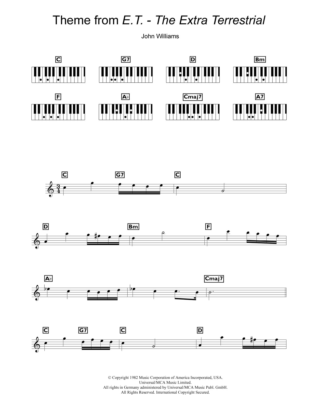 Download John Williams Theme From E.T. - The Extra-Terrestrial Sheet Music