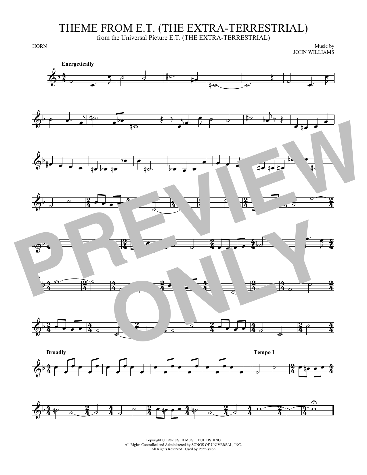 Download John Williams Theme From E.T. (The Extra-Terrestrial) Sheet Music
