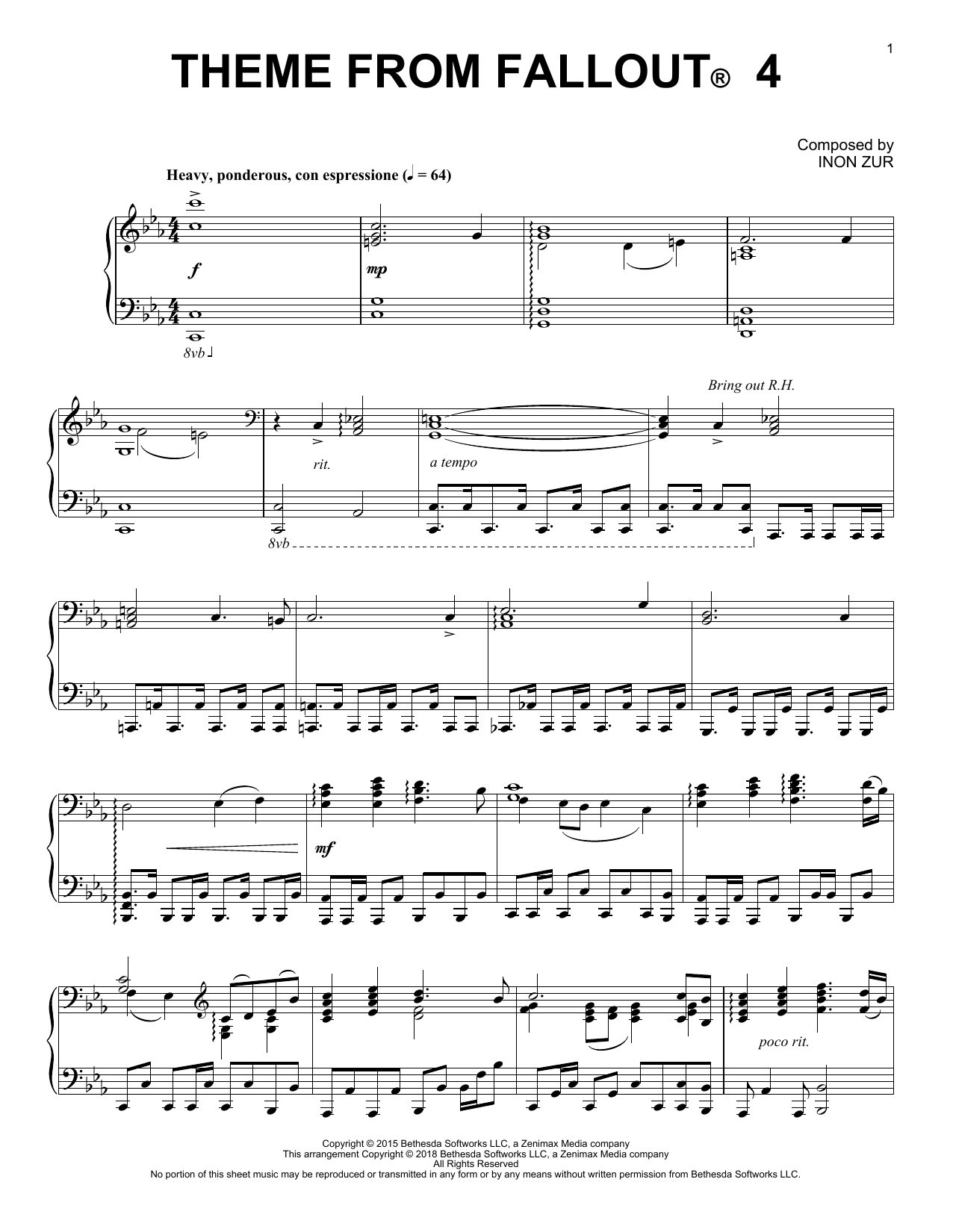 Download Inon Zur Theme From Fallout 4 Sheet Music