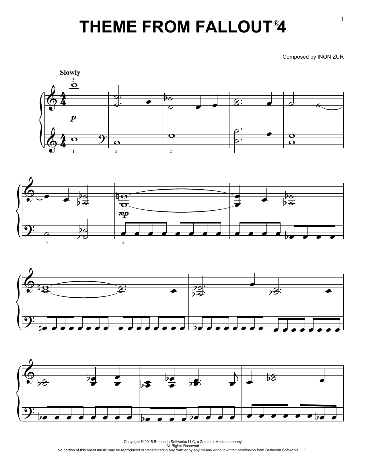 Download Inon Zur Theme From Fallout 4 Sheet Music